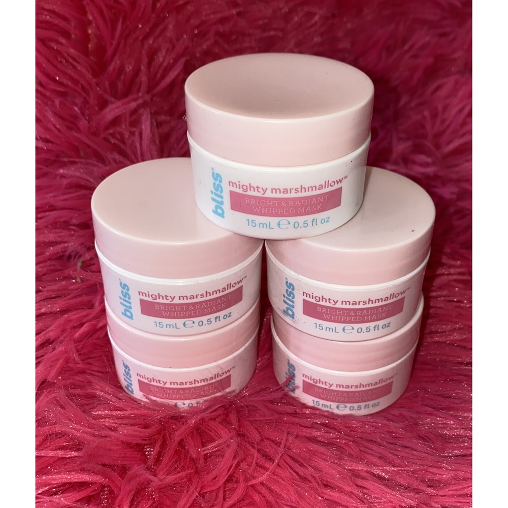 Set of 5 Bliss Mighty Marshmallow Bright & Radiant Whipped Masks Mini Size .5 Oz